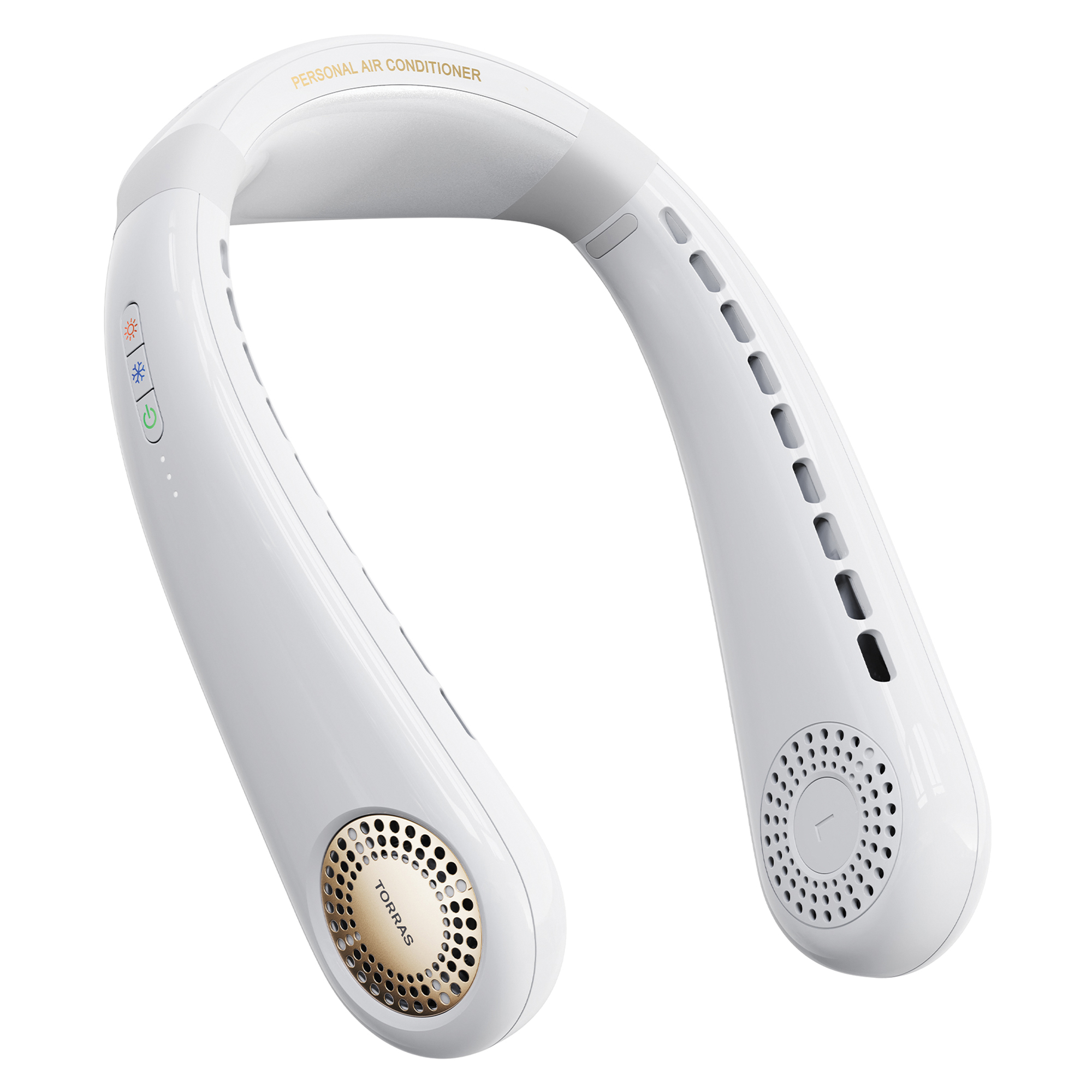 Torras Coolify Air Personal Portable Rechargeable Bladeless Neck Fan — Golden White, Model# TORS00FX1293